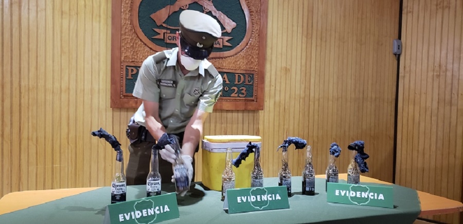 Carabineros de Valdivia detuvo a sujeto que transportaba 9 bombas molotov