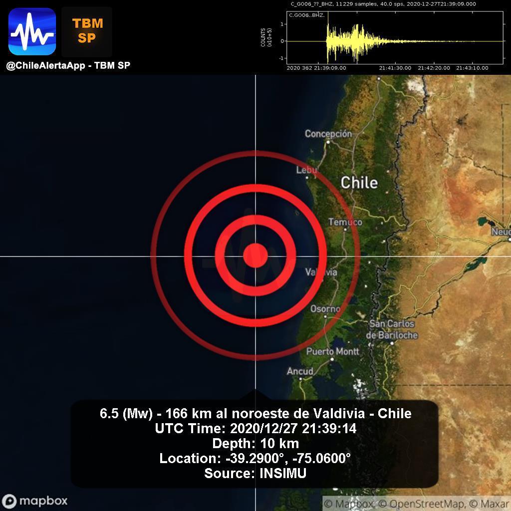 Onemi confirma magnitud en V Mercalli sismo en Valdivia