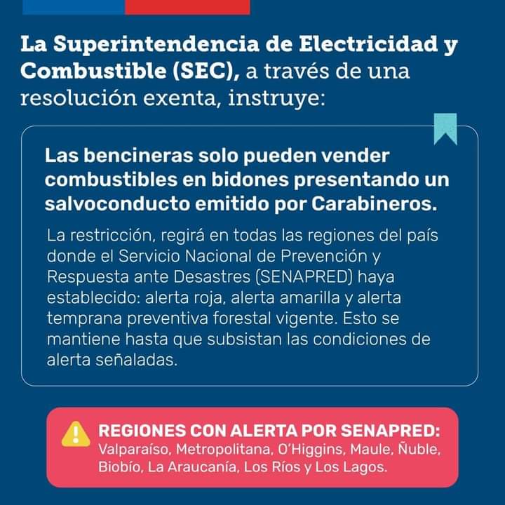 Seremi de Energía de Los Ríos informa sobre medida que restringe la venta de combustibles en bidones para prevenir incendios