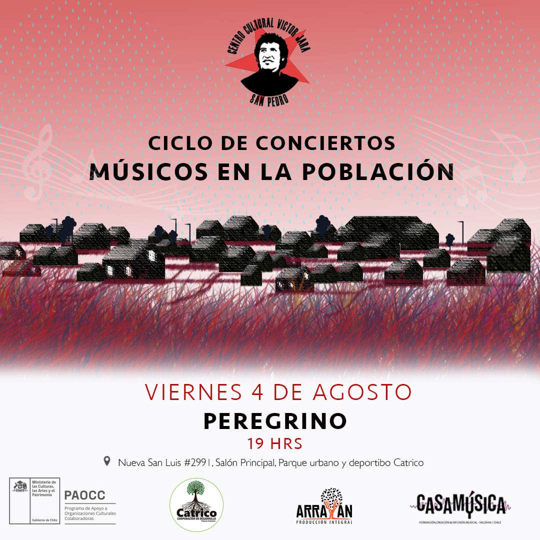 Músicos en la población: este viernes en Parque Urbano y Deportivo Catrico se presenta Peregrino