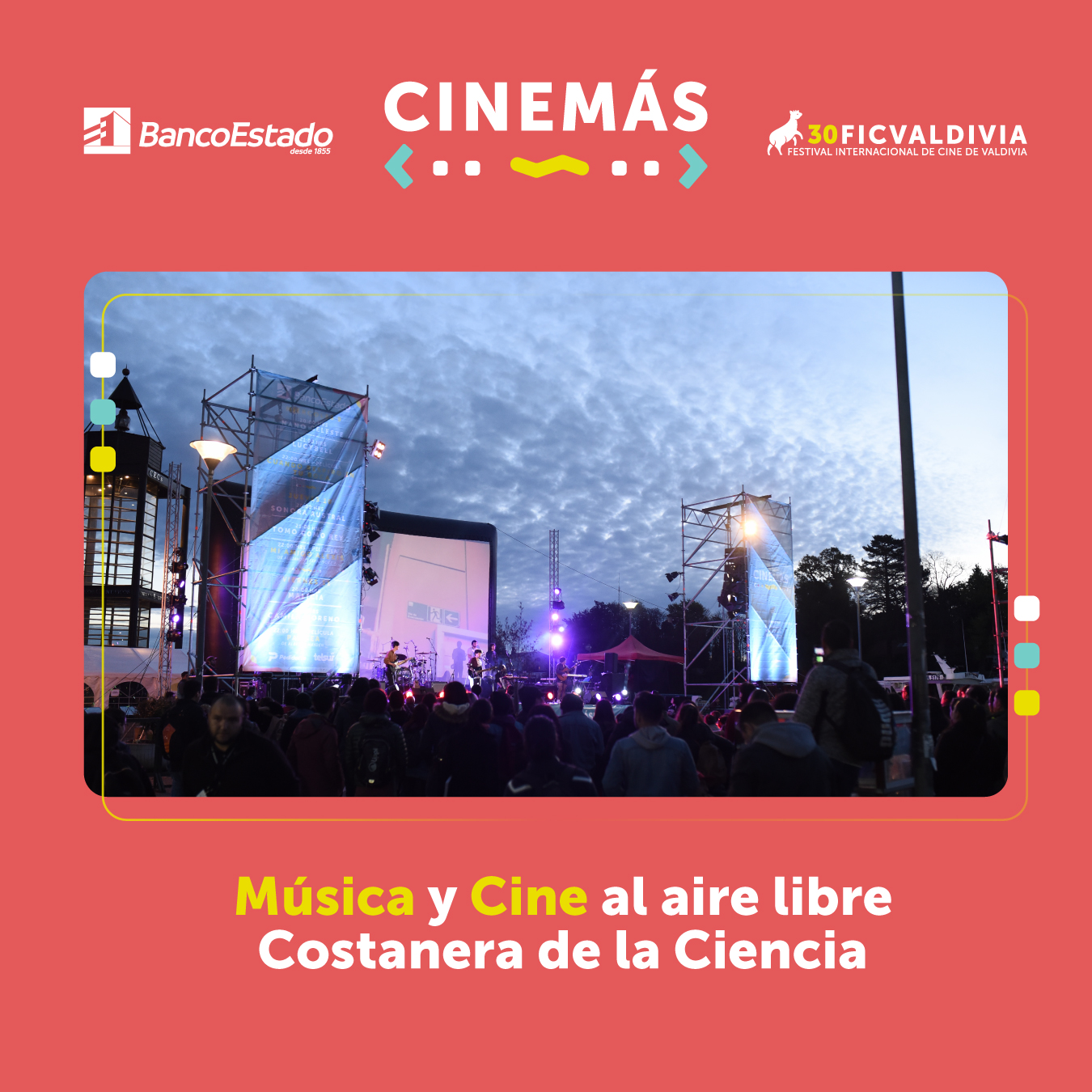 CINEMÁS: Una gran fiesta de música en vivo y cine en pantalla grande se vivirá en la Costanera de la Ciencia en el marco del 30º FICValdivia