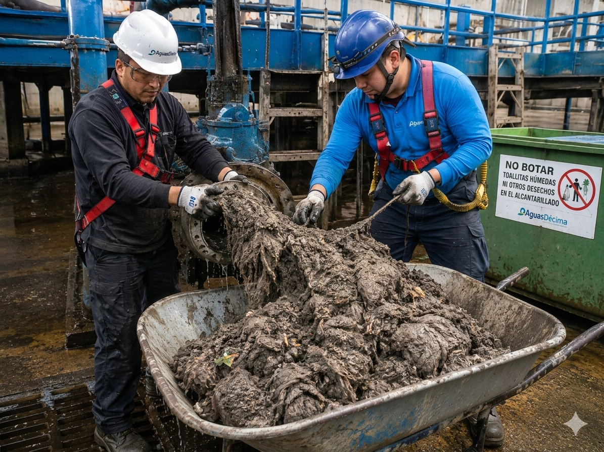 Aguas Décima declara la guerra a toallitas húmedas: Llaman a no botarlas al alcantarillado
